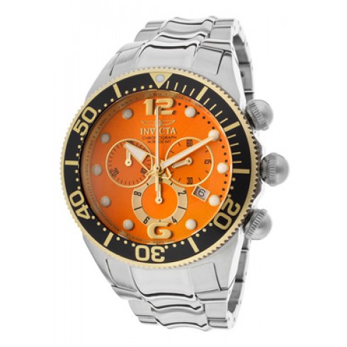 Invicta Lupah Chronograph Orange Dial Stainless Steel Men's Watch 14200 watches