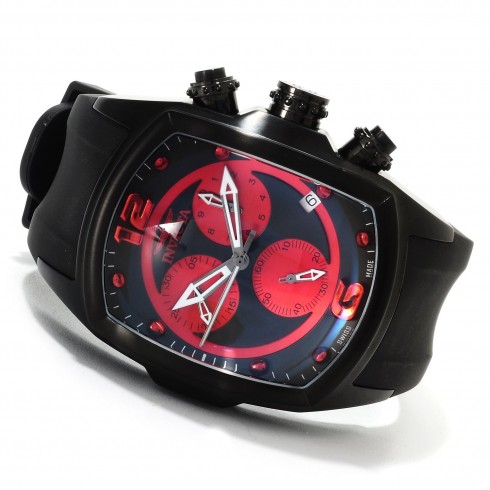 Invicta Lupah Chronograph Red Dial Black Polyurethane Band Men's Watch 14015 watches