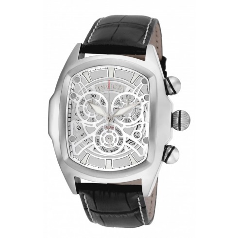Invicta Lupah Chronograph Silver Dial Black Leather Men's Watch 18838 watches