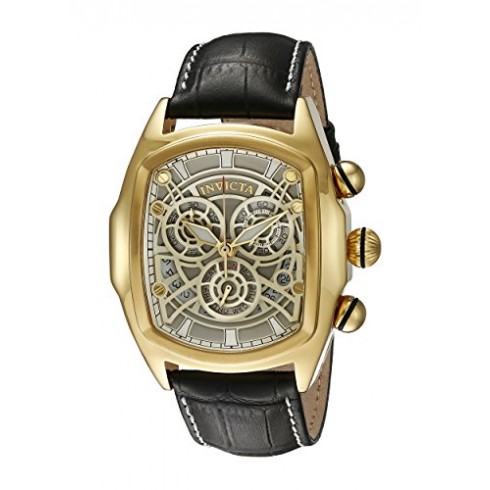 Invicta Lupah Chronograph Silver Dial Black Leather Men's Watch 18840 watches