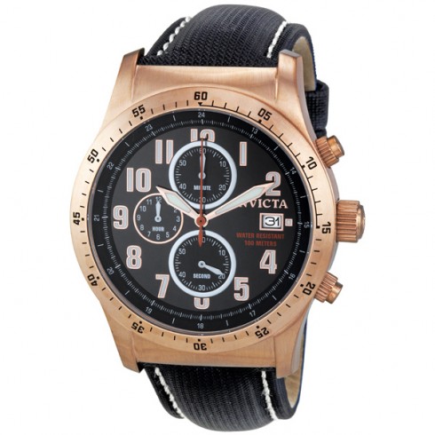 Invicta Military Chronograph Rose Gold-tone Black Dial Men's Watch 1319 watches