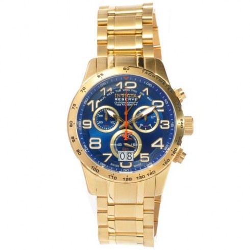 Invicta Military Reserve Chronograph Blue Dial Gold-plated Men's Watch 10741 watches