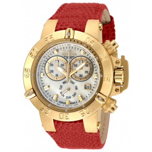 Invicta Mother of Pearl Dial Red Leather Men's Chronograph Watch 18294 watches