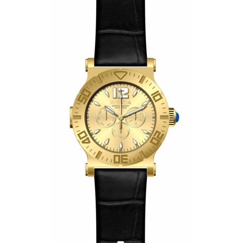 Invicta Multi-Function Champagne Dial Black Leather Men's Watch 14916 watches