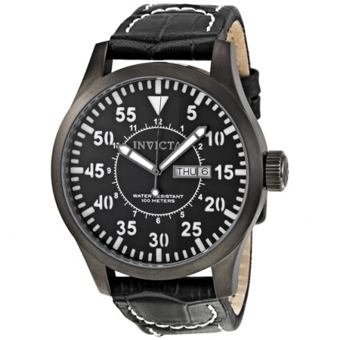 Invicta Outdoor Specialty Black Dial Stainless Steel Leather Men's Watch 11204 watches