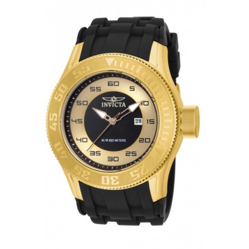Invicta Pro Diver Black and Gold Dial Black Silicone Men's Watch 14835 watches