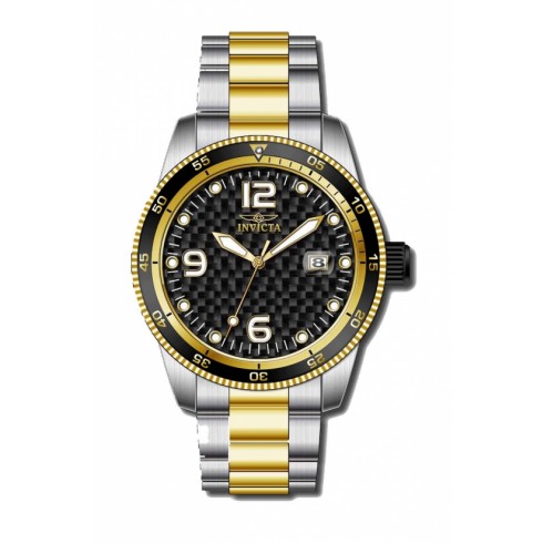 Invicta Pro Diver Black Carbon Fiber Dial Two-tone Gold-tone Stainless Steel Men's Watch 14113 watches