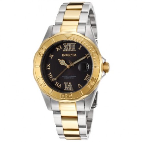 Invicta Pro Diver Black Dial 18kt Gold Ion-plated Ladies Watch 14352 watches