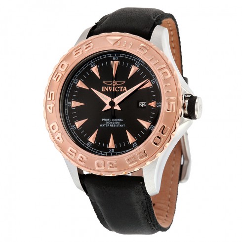 Invicta Pro Diver Black Dial Black Leather Men's Watch 12617 watches