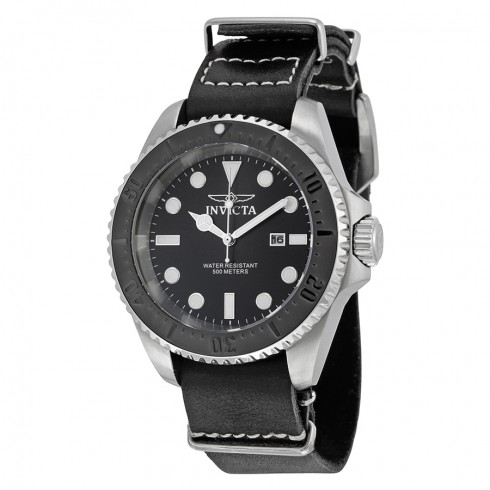 Invicta Pro Diver Black Dial Black Leather Men's Watch 17579 watches