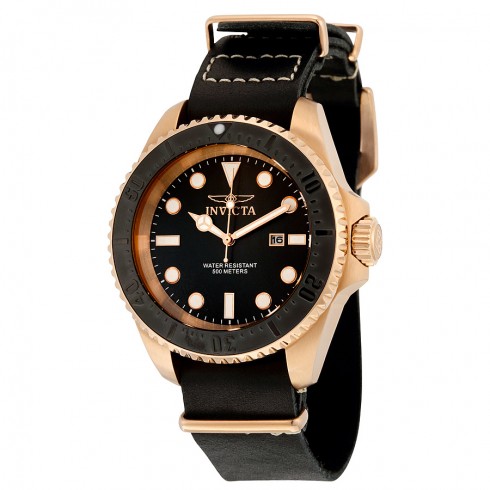 Invicta Pro Diver Black Dial Brown Leather Men's Watch 17582 watches
