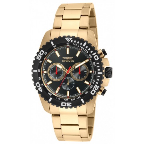 Invicta Pro Diver Black Dial Gold Tone Men's Chronograph Watch 19846 watches