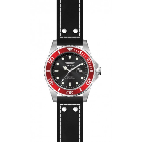 Invicta Pro Diver Black Dial Red Bezel Black Leather Men's Watch 22073 watches