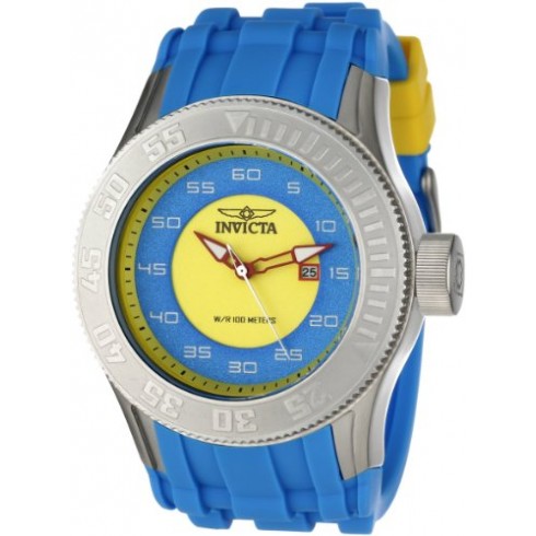 Invicta Pro Diver Blue And Yellow Dial Blue Polyurethane Band Men's Watch 11941 watches