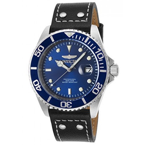 Replica Invicta Pro Diver Blue Dial Blue Bezel Black Leather Men's Watch 22068 Watch