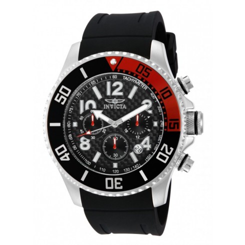 Invicta Pro Diver Chronograph Black Carbon Fiber Dial Black Polyurethane Men's Watch 13727 watches