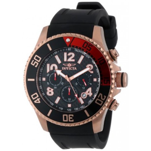 Invicta Pro Diver Chronograph Black Carbon Fiber Dial Black Polyurethane Men's Watch 13731 watches