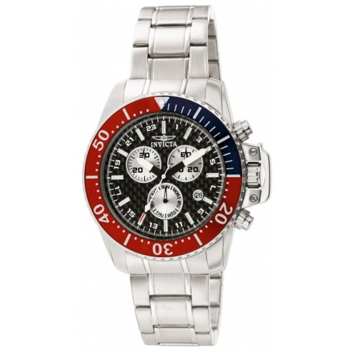 Replica Invicta Pro Diver Chronograph Black Carbon Fiber Dial Stainless Steel Men's Watch 11281 Watch
