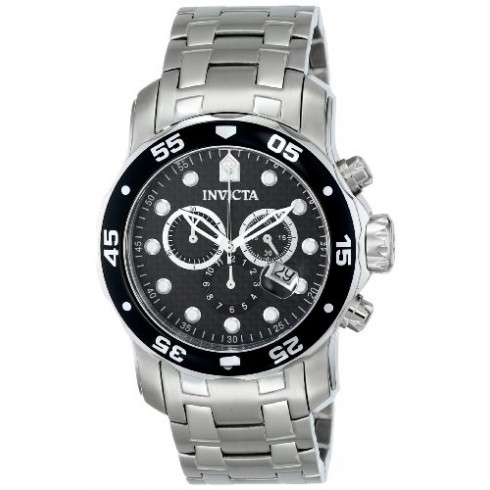 Invicta Pro Diver Chronograph Black Carbon Fiber Dial Stainless Steel Men's Watch 17082 watches