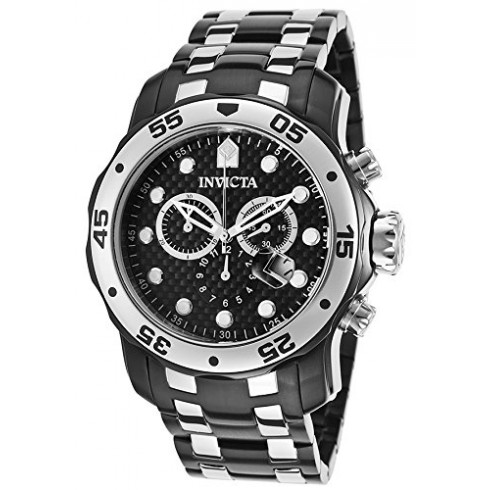 Invicta Pro Diver Chronograph Black Carbon Fiber Dial Two-tone Men's Watch 17084 watches