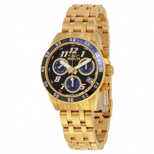 Invicta Pro Diver Chronograph Black Dial 18kt Gold-plated Men's Swiss Quartz Watch 19191 watches