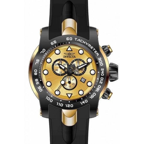 Invicta Pro Diver Chronograph Black Dial Gold Silicone Men's Watch 17811 watches