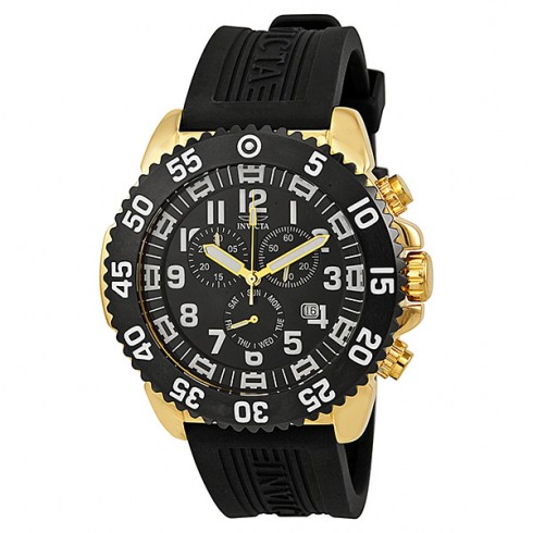Invicta Pro Diver Chronograph Black Dial Gold-plated Men's Watch and Strap Set 12531 watches