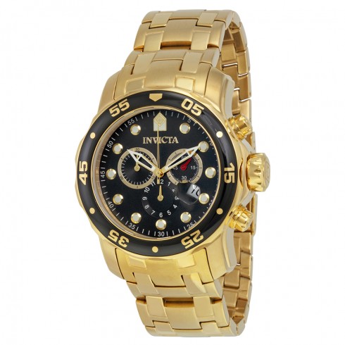 Invicta Pro Diver Chronograph Black Dial Gold-tone Men's Watch 0072 watches