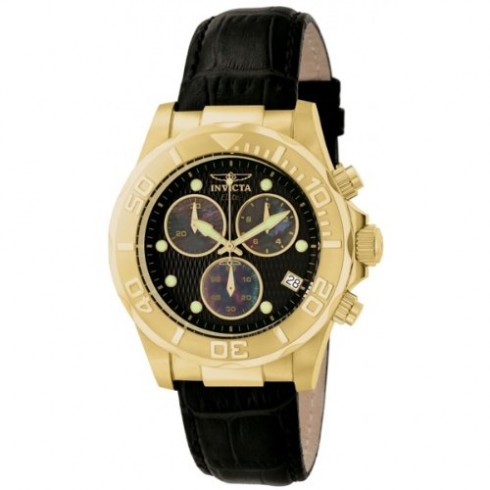Invicta Pro Diver Chronograph Black Dial Gold-Tone Stainless Steel Men's Watch 1721 watches