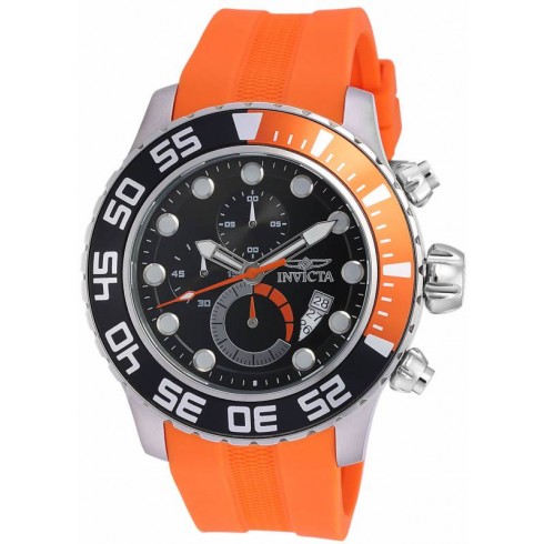 Invicta Pro Diver Chronograph Black Dial Orange Polyurethane Men's Watch 19243 watches