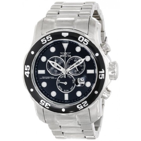 Invicta Pro Diver Chronograph Black Dial Stainless Steel Men's Watch 15081 watches