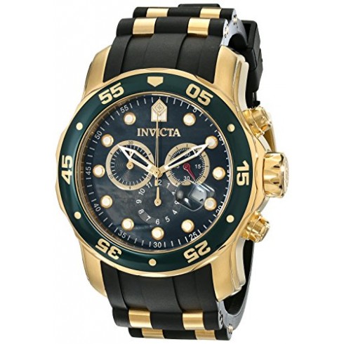 Invicta Pro Diver Chronograph Black Mother of Pearl Black Polyurethane Gold-plated Men's Watch 17883 watches