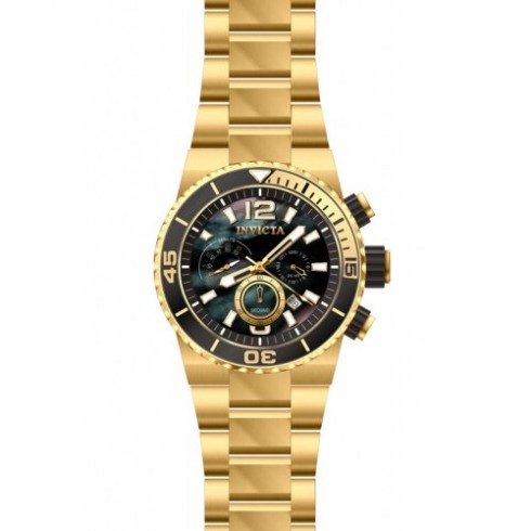 Invicta Pro Diver Chronograph Black Mother of Pearl Dial Gold-plated Men's Watch 80244 watches