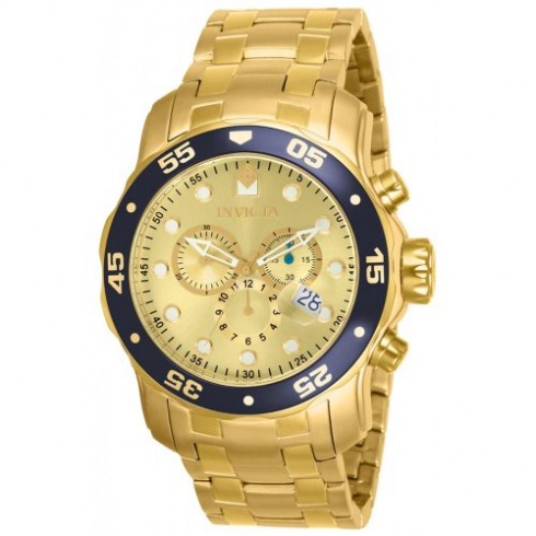 Replica Invicta Pro Diver Chronograph Champagne Dial Gold Ion-plated Men's Watch 80068 Watch