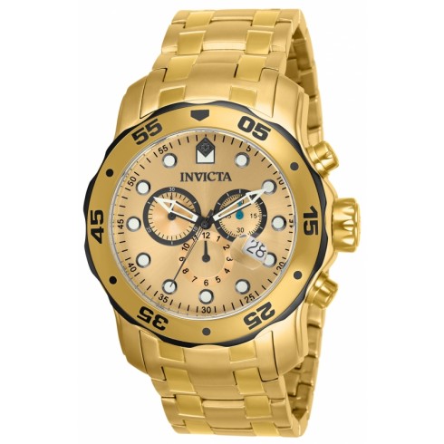 Invicta Pro Diver Chronograph Champagne Dial Gold-plated Mens Watch 80070 watches