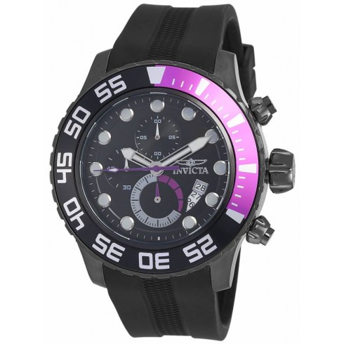 Invicta Pro Diver Chronograph Charcoal Dial Black Polyurethane Men's Watch 19250 watches