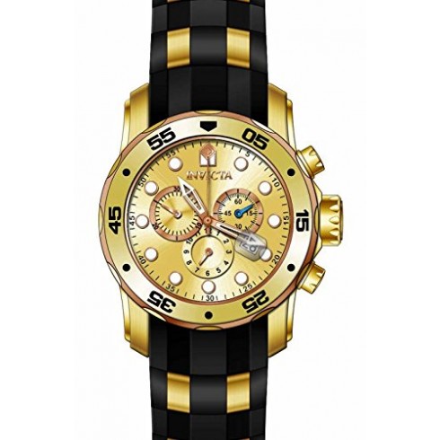 Invicta Pro Diver Chronograph Gold Dial Black Rubber Men's Watch 17884 watches