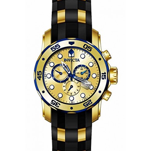 Invicta Pro Diver Chronograph Gold Dial Black Rubber Men's Watch 17887 watches