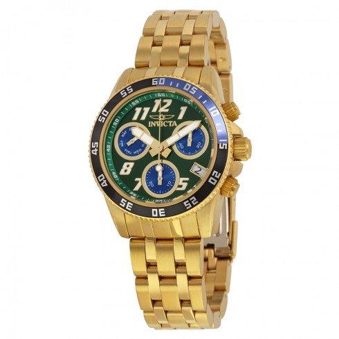 Invicta Pro Diver Chronograph Green Dial 18kt Gold-plated Men's Swiss Quartz Watch 19194 watches