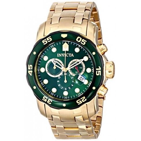 Invicta Pro Diver Chronograph Green Dial 18kt Gold-plated Men's Watch 80072 watches