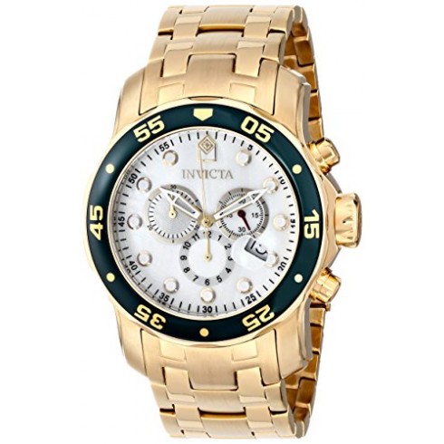Invicta Pro Diver Chronograph Mother of Pearl Dial 18kt Gold-plated Men's Watch 80073 watches