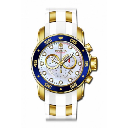 Invicta Pro Diver Chronograph Mother of Pearl White Polyurethane Men's Watch 20288 watches