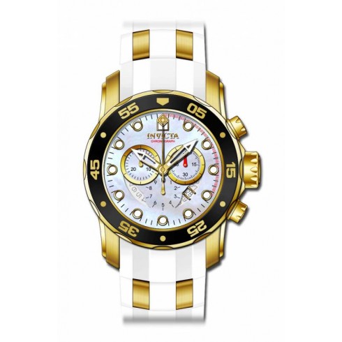 Invicta Pro Diver Chronograph Mother of Pearl White Polyurethane Men's Watch 20289 watches