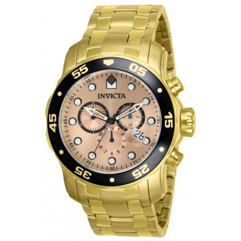Invicta Pro Diver Chronograph Rose Dial Gold-plated Men's Watch 80063 watches