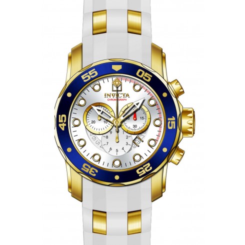 Invicta Pro Diver Chronograph Silver Dial White Polyurethane Gold-plated Men's Watch 20293 watches