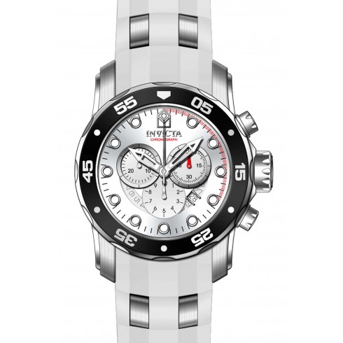 Invicta Pro Diver Chronograph Silver Dial White Polyurethane Silver-tone Men's Watch 20290 watches