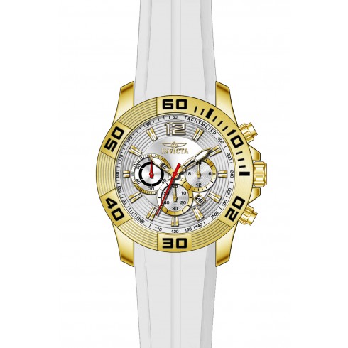 Invicta Pro Diver Chronograph Silver Sunray Dial White Silicone Men's Watch 20298 watches