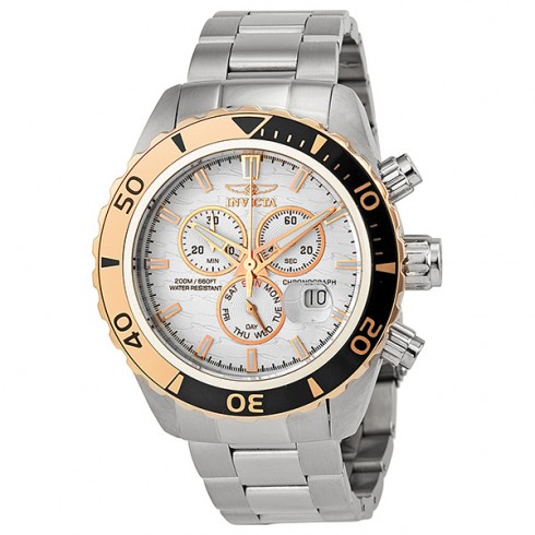 Invicta Pro Diver Chronograph White Dial Rose Bezel Stainless Steel Men's Watch 12859 watches