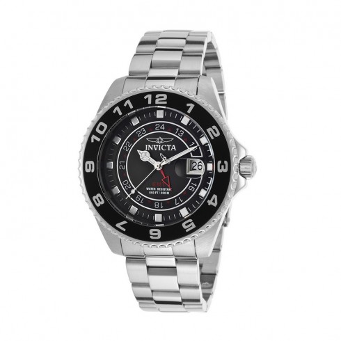 Invicta Pro Diver GMT Silver-Tone Steel Black Dial Men's Watch 17145 watches