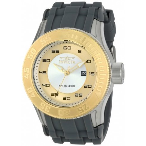 Invicta Pro Diver Gold and Silver Dial Grey Silicone Men's Watch 14831 watches